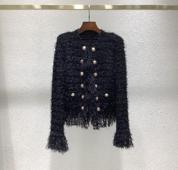 women's jackets brand fashion women high luxury spring autumn vintage double-breasted slim tassel knitted jacket coat, Black;brown
women's jackets brand fashion women high luxury spring autumn vintage double-breasted slim tassel knitted jacket coat, Black;brown