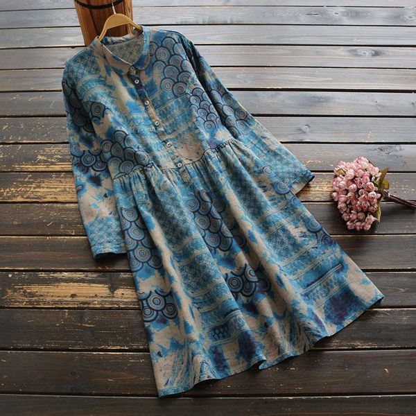 autumn women dress chinese style literary loose casual print linen turndown collar long sleeve midi dresses, Black;gray
autumn women dress chinese style literary loose casual print linen turndown collar long sleeve midi dresses, Black;gray