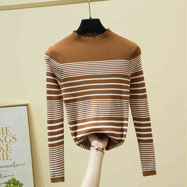 women's sweaters shintimes half high collar striped sweater pullovers autumn long sleeve slim knitted female jumper clothing 8745, White;black
women's sweaters shintimes half high collar striped sweater pullovers autumn long sleeve slim knitted female jumper clothing 8745, White;black