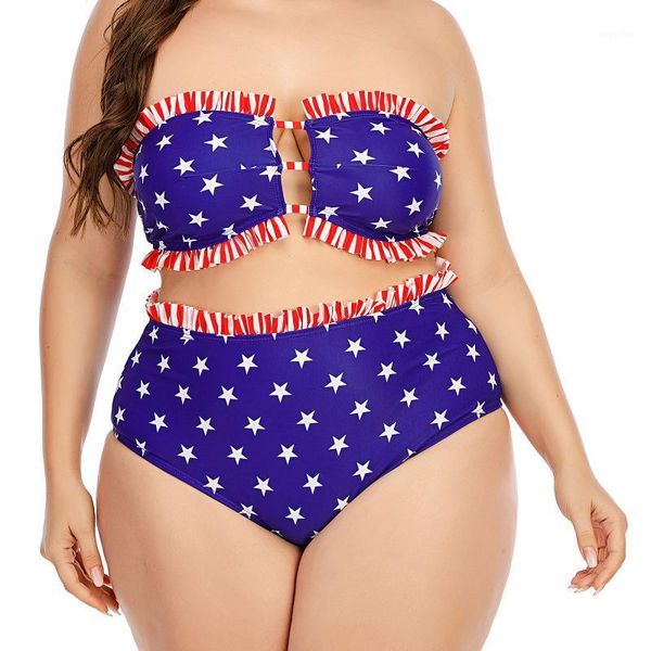 women's swimwear bikinis set 2021 fashion lady bikini five-star printed tube plus size split swimsuit, White;black
women's swimwear bikinis set 2021 fashion lady bikini five-star printed tube plus size split swimsuit, White;black