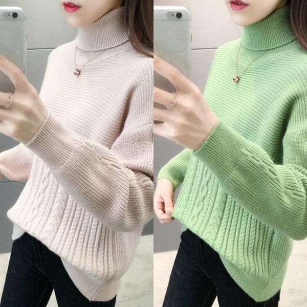 women's sweaters knitted sleeve long turtleneck sweater pullover autumn winter thick warm loose female jumper, White;black
women's sweaters knitted sleeve long turtleneck sweater pullover autumn winter thick warm loose female jumper, White;black