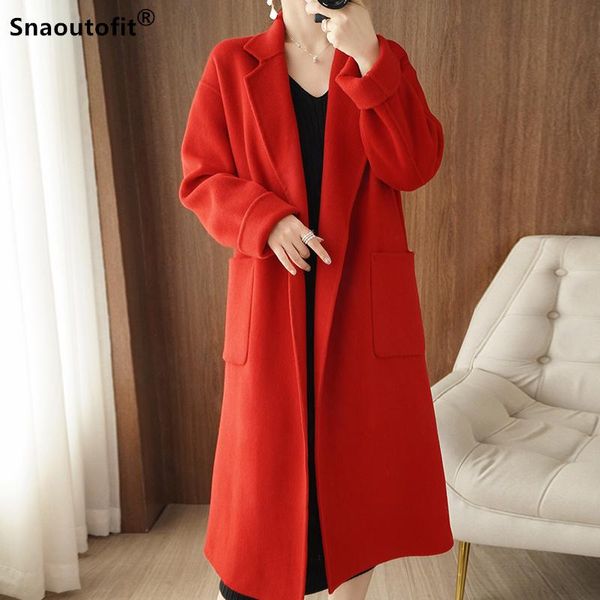 women's wool & blends 2021 autumn winter 100% double-sided woolen coat mid-length loose profile solid color pocket high-end top, Black
women's wool & blends 2021 autumn winter 100% double-sided woolen coat mid-length loose profile solid color pocket high-end top, Black