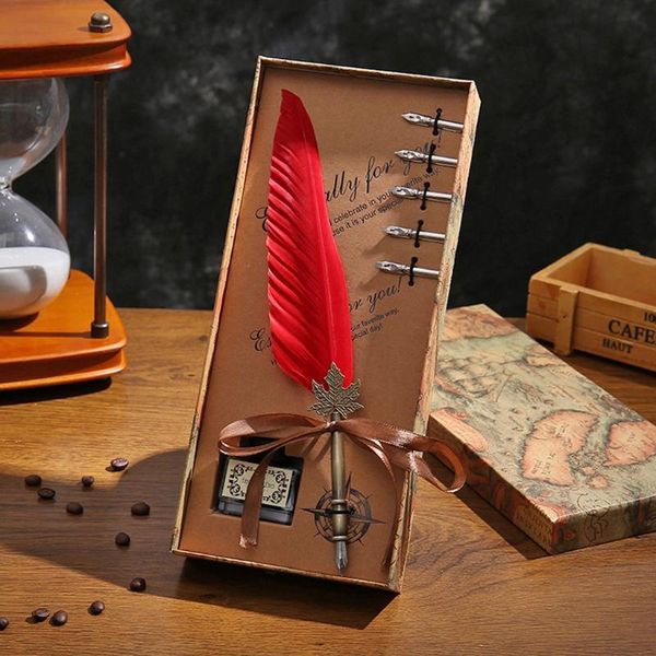 calligraphy dipped in water fountain feather pen w/ 5 replacement nibs, dip ink bottle gift storage box party favor
calligraphy dipped in water fountain feather pen w/ 5 replacement nibs, dip ink bottle gift storage box party favor