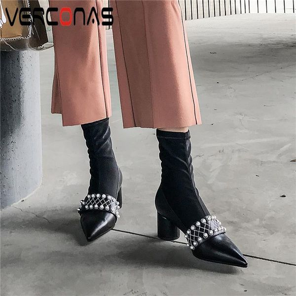 boots verconas fashion elegant woman ankle autumn winter pearl genuine leather pointed toe socks stretch, Black
boots verconas fashion elegant woman ankle autumn winter pearl genuine leather pointed toe socks stretch, Black
