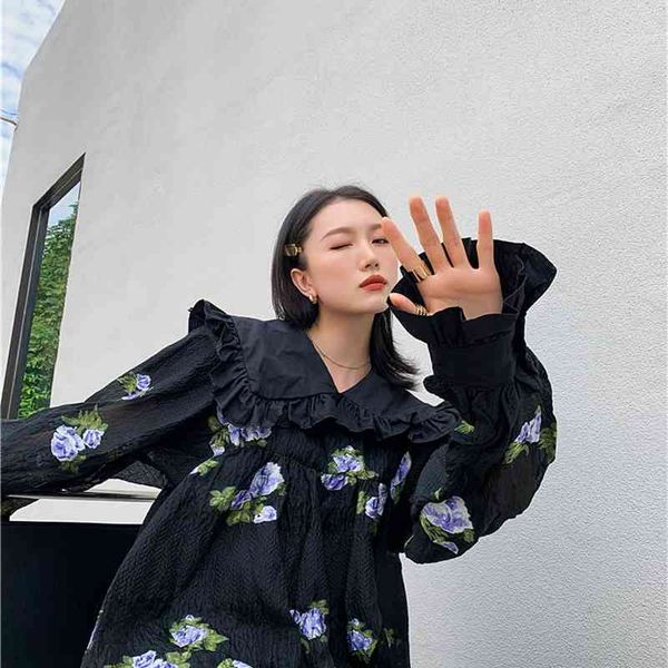 casual dresses vintage floral jacquard ruffle puff sleeve women long black loose mini ruched 2021 korean fashion 4126, Black;gray
casual dresses vintage floral jacquard ruffle puff sleeve women long black loose mini ruched 2021 korean fashion 4126, Black;gray