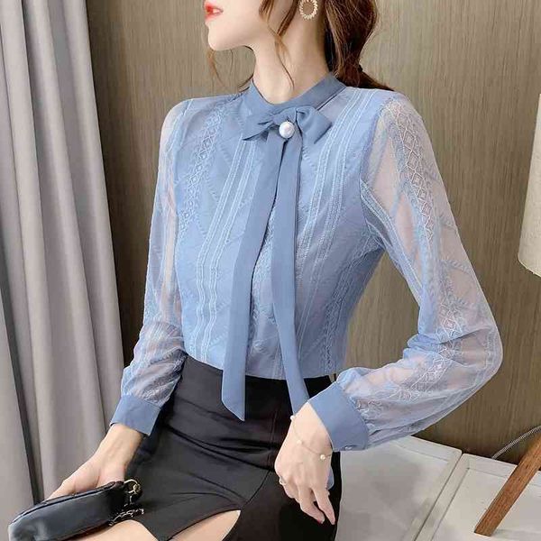 women's blouse blusas mujer de moda long-sleeved autumn winter bow collar beading lace slim-fit fashion 955i 210420, White
women's blouse blusas mujer de moda long-sleeved autumn winter bow collar beading lace slim-fit fashion 955i 210420, White