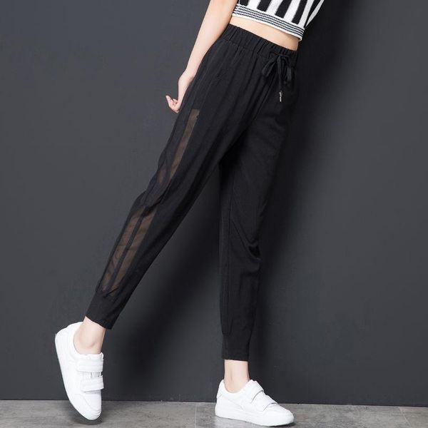women's pants & capris 2021 summer korea fashion women elastic waist loose black sports gauze patchwork casual ankle-length harem s914, Black;white
women's pants & capris 2021 summer korea fashion women elastic waist loose black sports gauze patchwork casual ankle-length harem s914, Black;white