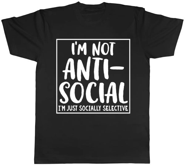 i'm not anti-social i'm just socially selective funny mens t-shirt, White;black
i'm not anti-social i'm just socially selective funny mens t-shirt, White;black