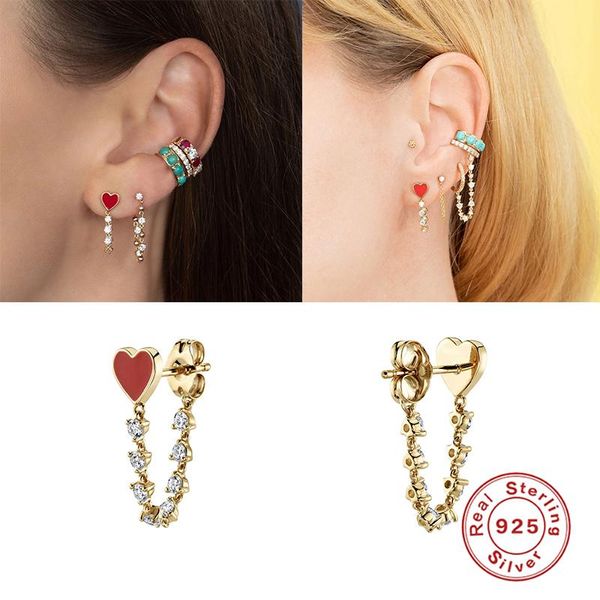 aide 925 sterling silver enamel red heart chain stud earrings women luxury cute earring rock punk youth party jewelry gift, Golden;silver
aide 925 sterling silver enamel red heart chain stud earrings women luxury cute earring rock punk youth party jewelry gift, Golden;silver