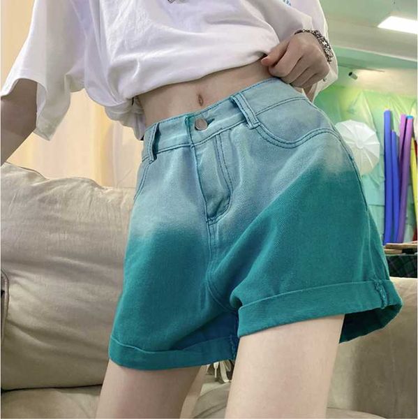 women's shorts summer korean style high waist wide leg gradient denim women, White;black
women's shorts summer korean style high waist wide leg gradient denim women, White;black