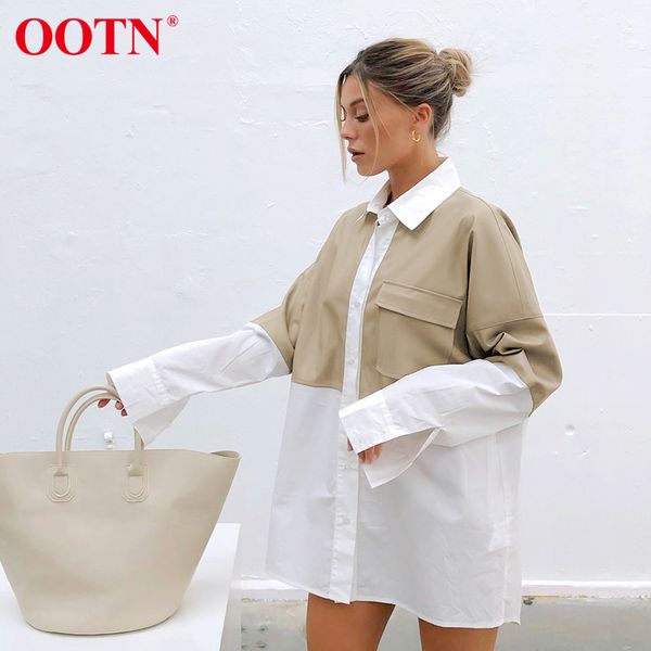 ootn splicing leather shirt woman long sleeve pocket ladies blouse casual chic elegant female 2021 fashion autumn winter, White
ootn splicing leather shirt woman long sleeve pocket ladies blouse casual chic elegant female 2021 fashion autumn winter, White