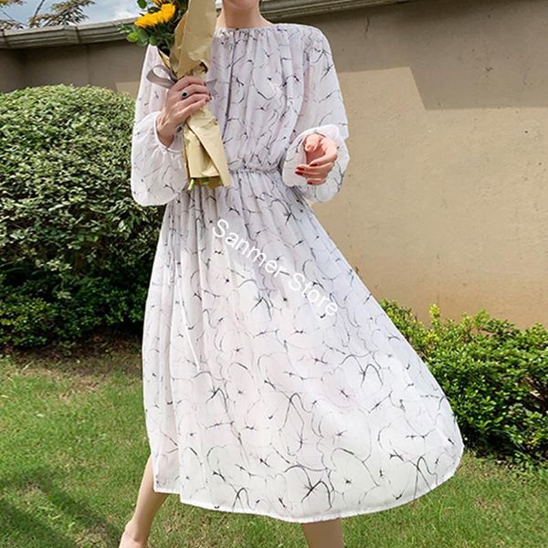 dress silk women's mid-calf dress printed lace-up high waist long sleeve o-neck lady robes with sashes, Black;gray
dress silk women's mid-calf dress printed lace-up high waist long sleeve o-neck lady robes with sashes, Black;gray
