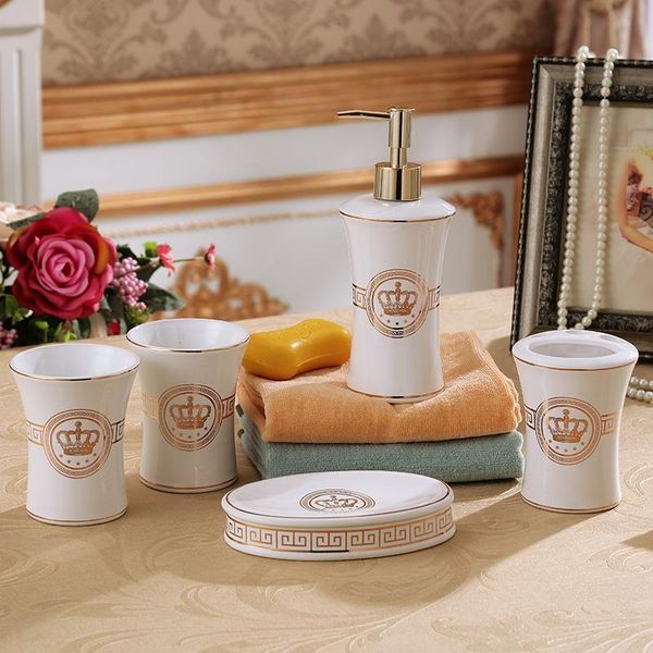 room decoration bathroom set porcelain crown lotion dispenser toothbrush holder soap cups tissue box ashtray organizer bath accessory
room decoration bathroom set porcelain crown lotion dispenser toothbrush holder soap cups tissue box ashtray organizer bath accessory