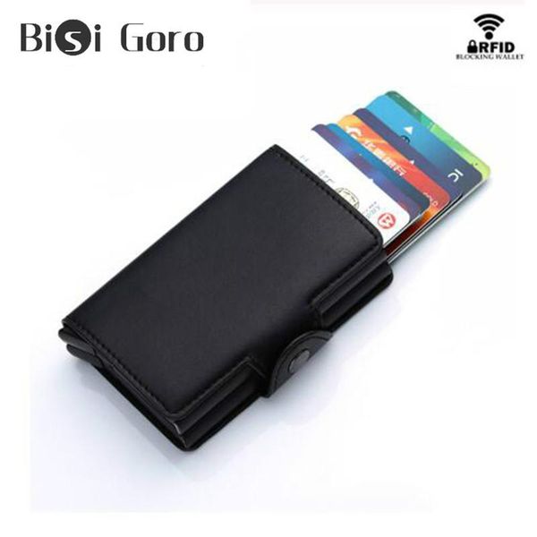 card holders bisi goro aluminum double boxes holder pu leather smart wallet anti-theft rfid id case business short purse, Brown;gray
card holders bisi goro aluminum double boxes holder pu leather smart wallet anti-theft rfid id case business short purse, Brown;gray