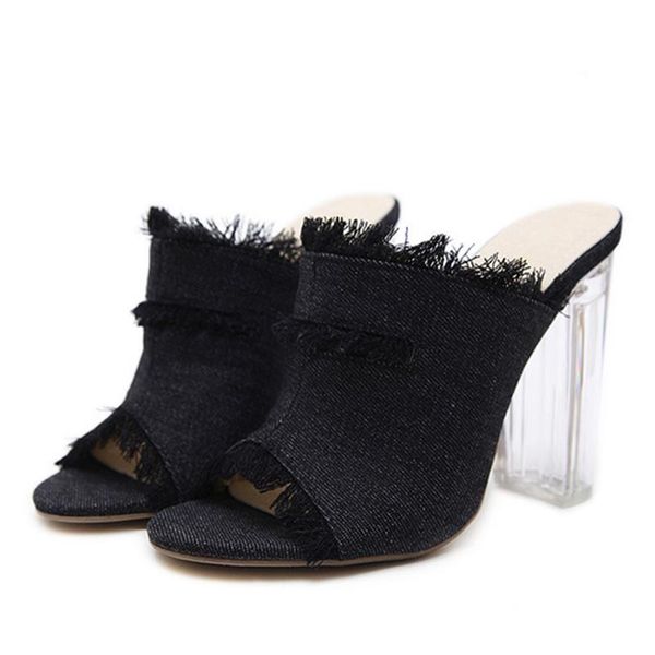 sandals kncokar 2021est high heel ladies open toe fish mouth denim solid slippers transparent chunky, Black
sandals kncokar 2021est high heel ladies open toe fish mouth denim solid slippers transparent chunky, Black