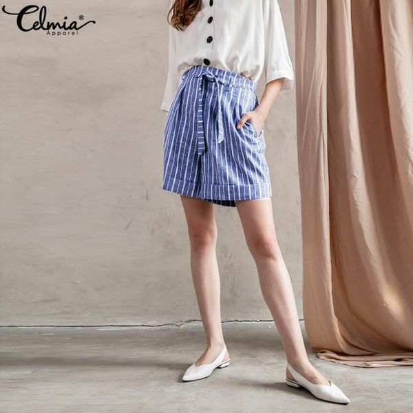 women's shorts celmia 2021 fashion women vintage loose office lady high waist beach casual summer stripe print plus size, White;black
women's shorts celmia 2021 fashion women vintage loose office lady high waist beach casual summer stripe print plus size, White;black