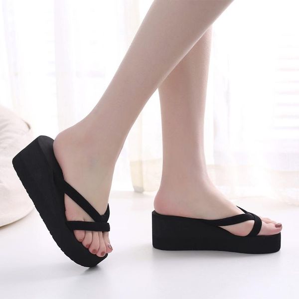 women's summer fashion slipper flip flops beach wedge thick sole heeled shoes casual slippers waterproof platform wedges, Black
women's summer fashion slipper flip flops beach wedge thick sole heeled shoes casual slippers waterproof platform wedges, Black