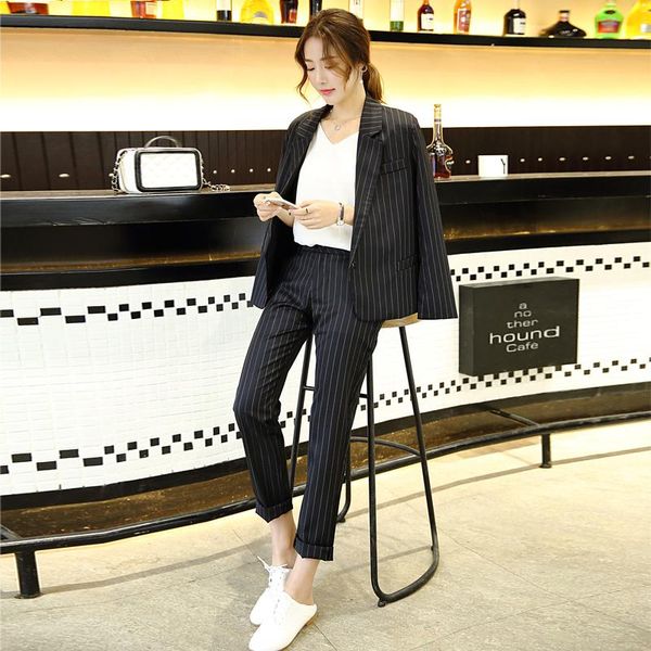 women's suits & blazers 2021 fashion pant 2 piece sets women striped jacket zipper office lady work uniform female outfits feminino, White;black
women's suits & blazers 2021 fashion pant 2 piece sets women striped jacket zipper office lady work uniform female outfits feminino, White;black