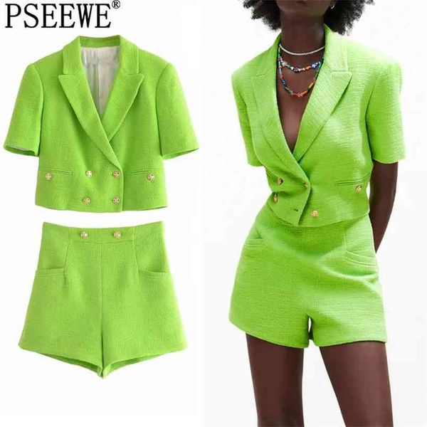 two piece set women s green cropped blazer jacket with shorts suit high waist summer elegant woman 210519, White
two piece set women s green cropped blazer jacket with shorts suit high waist summer elegant woman 210519, White