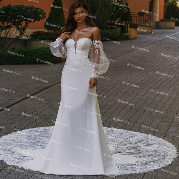 gorgeous puff sleeve mermaid wedding dress 2021 plus size satin backless boho beach bridal dresses sweep train country bride robes de mariag, White
gorgeous puff sleeve mermaid wedding dress 2021 plus size satin backless boho beach bridal dresses sweep train country bride robes de mariag, White