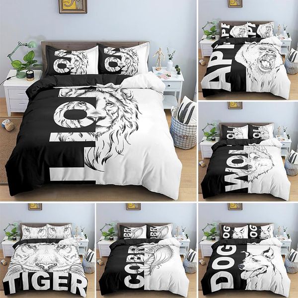 bedding sets hand drawn animals duvet cover with pillowcase black and white luxury king single set 2/3pcs bedclothes
bedding sets hand drawn animals duvet cover with pillowcase black and white luxury king single set 2/3pcs bedclothes