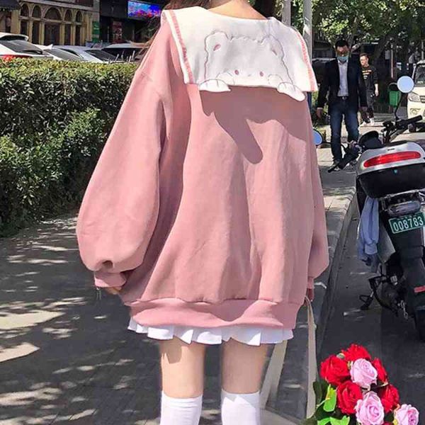 women's hoodies & sweatshirts japanese preppy style jk student women casual sweatshirt bowknot tie sailor collar bear embroidery kawaii, Black
women's hoodies & sweatshirts japanese preppy style jk student women casual sweatshirt bowknot tie sailor collar bear embroidery kawaii, Black