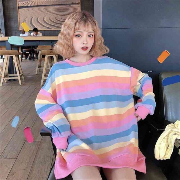 cute autumn hoodies cotton harajuku rainbow stripes hoodies women sweet macaron loose round neck sweatshirt female, Black
cute autumn hoodies cotton harajuku rainbow stripes hoodies women sweet macaron loose round neck sweatshirt female, Black