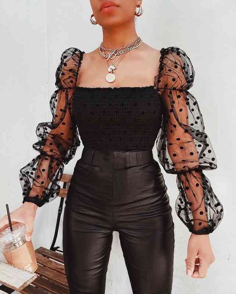 spring summer ladies dots blouse wild women wrinkled backless blouse mesh sheer puff sleeve wrap, White
spring summer ladies dots blouse wild women wrinkled backless blouse mesh sheer puff sleeve wrap, White