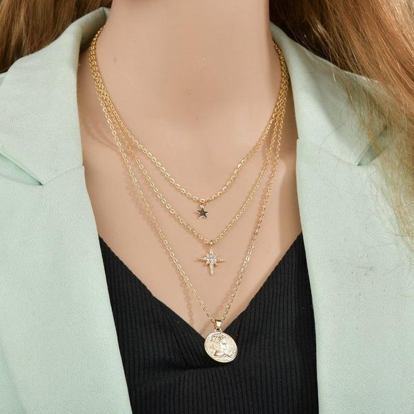 3pc/lot personality portrait three-layer necklace of mannequins with geometric star rhombus women jewelry accessories chains, Silver
3pc/lot personality portrait three-layer necklace of mannequins with geometric star rhombus women jewelry accessories chains, Silver