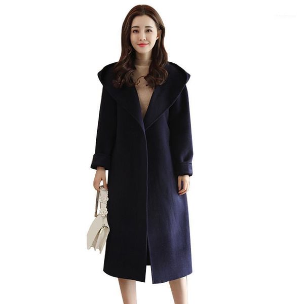 women's wool & blends fashion thicken loose medium-long section hooded coats 2021 autumn casual long sleeve large size jacket women, Black
women's wool & blends fashion thicken loose medium-long section hooded coats 2021 autumn casual long sleeve large size jacket women, Black