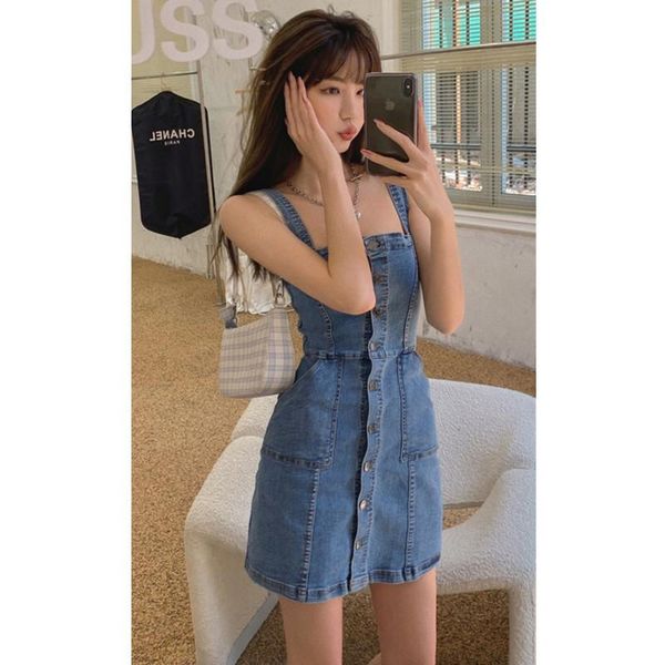 casual dresses real s summer female was thin sling blue short denim dress, Black;gray
casual dresses real s summer female was thin sling blue short denim dress, Black;gray