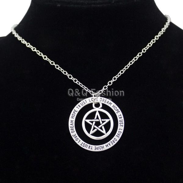 silver plated pentagram pentacle star devils trap supernatural hoop necklace wicca pendant necklaces
silver plated pentagram pentacle star devils trap supernatural hoop necklace wicca pendant necklaces