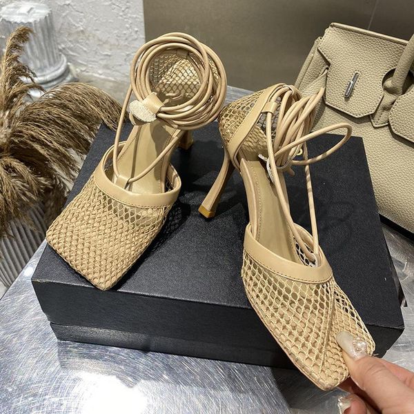 sandals fishnet hollow high heel women square toe lace ankle strap 2021 summer party shoes mujer, Black
sandals fishnet hollow high heel women square toe lace ankle strap 2021 summer party shoes mujer, Black