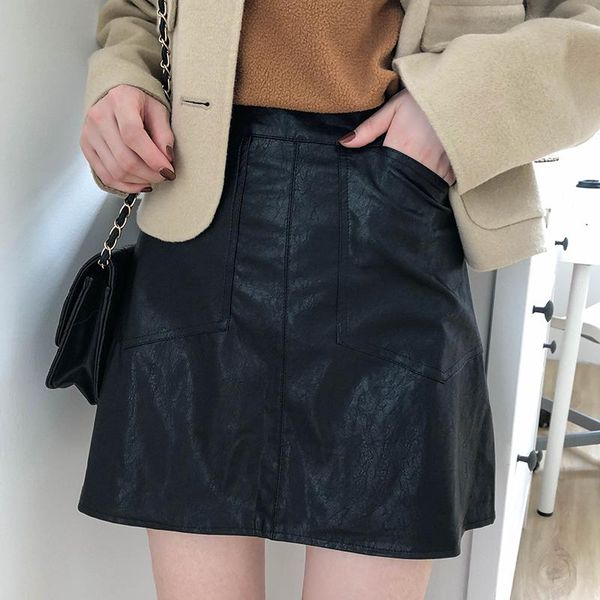 skirts sml 2 colors 2021 autumn and winter high waist faux leather pockets a line mini short womens (x986), Black
skirts sml 2 colors 2021 autumn and winter high waist faux leather pockets a line mini short womens (x986), Black