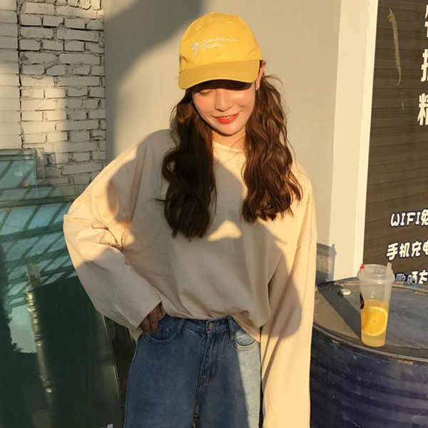 harajuku t-shirts women simple chic loose trendy soft womens leisure tshirt korean classic solid long sleeve ladies t shirt women's t-, White
harajuku t-shirts women simple chic loose trendy soft womens leisure tshirt korean classic solid long sleeve ladies t shirt women's t-, White