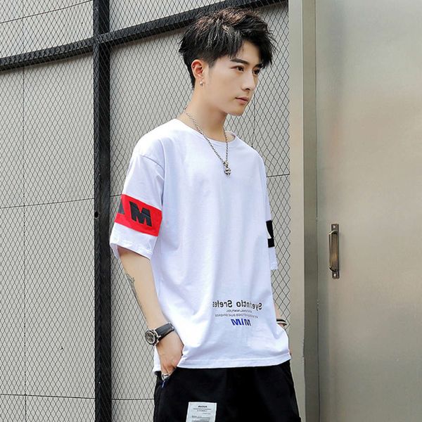 men's shirt 2020 summer short sleeve korean fashion loose 5-sleeve t-shirt men's trendy clothes, White;black
men's shirt 2020 summer short sleeve korean fashion loose 5-sleeve t-shirt men's trendy clothes, White;black