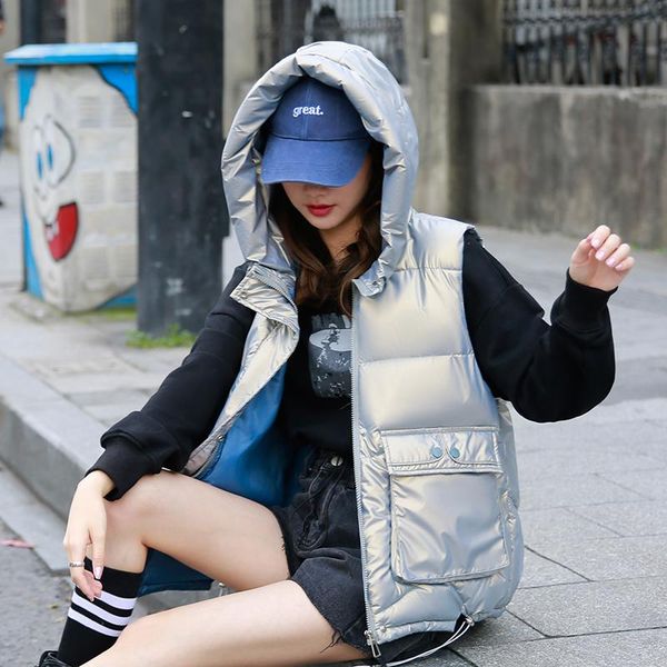 women's vests 2021 winter hooded bright women waistcoat waterproof sleeveless jacket warm outwear windproof waistcoats high quality, Black;white
women's vests 2021 winter hooded bright women waistcoat waterproof sleeveless jacket warm outwear windproof waistcoats high quality, Black;white