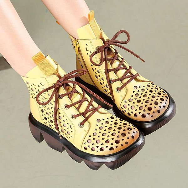 boots fashion genuine leather wedge ankle for women party summer platform shoes retro hollow out lace-up breathable cool boot, Black
boots fashion genuine leather wedge ankle for women party summer platform shoes retro hollow out lace-up breathable cool boot, Black