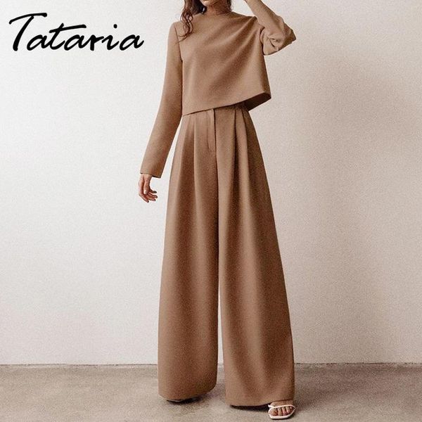 women's two piece pants minimalism autumn women set and o neck long sleeve shrit wide leg lady trousers mujer, White
women's two piece pants minimalism autumn women set and o neck long sleeve shrit wide leg lady trousers mujer, White