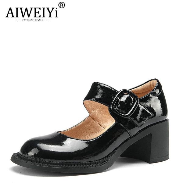 aiweiyi patent leather shoes women spring shallow mouth thick heel round toe high heels mary jane dress, Black
aiweiyi patent leather shoes women spring shallow mouth thick heel round toe high heels mary jane dress, Black