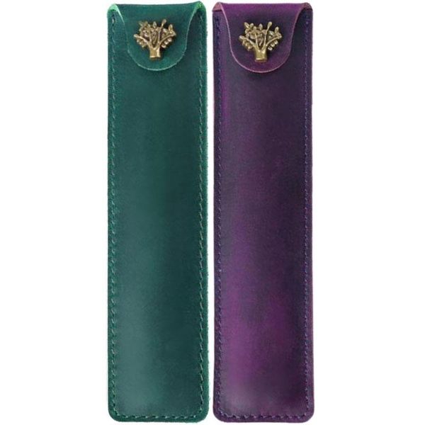 pencil bags 2x genuine leather pen pouch holder single bag case with snap button green & purple
pencil bags 2x genuine leather pen pouch holder single bag case with snap button green & purple