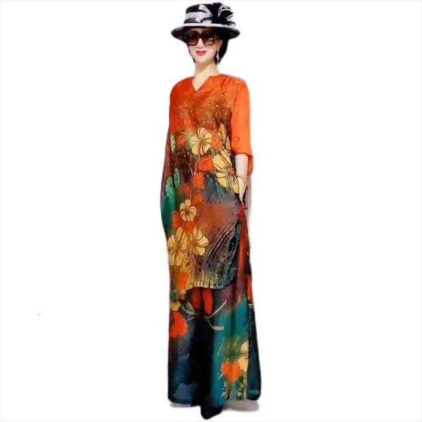oversize fashion wide-leg pants suit women summer mother dress women round neck fragrant cloud yarn silk dress two-piece lady, White
oversize fashion wide-leg pants suit women summer mother dress women round neck fragrant cloud yarn silk dress two-piece lady, White