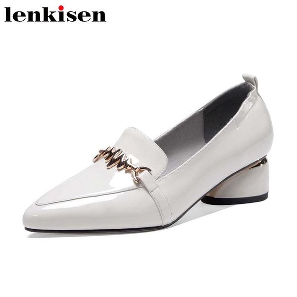 dress shoes lenkisen elegant genuine leather pointed toe med heel metal decorations deep mouth slip on beauty lady women pumps l87, Black
dress shoes lenkisen elegant genuine leather pointed toe med heel metal decorations deep mouth slip on beauty lady women pumps l87, Black