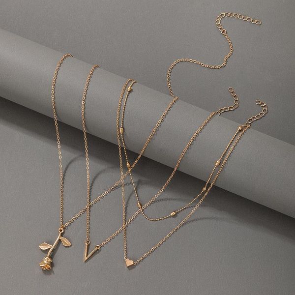 pendant necklaces 3pcs/set bohemia rose flower heart necklace for women charms gold round bead alloy clavicle chain female jewelry, Silver
pendant necklaces 3pcs/set bohemia rose flower heart necklace for women charms gold round bead alloy clavicle chain female jewelry, Silver