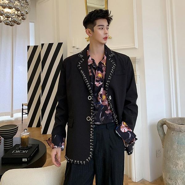 men's suits & blazers designer vintage blazer men street metal decoration hip-hop coat autumn square collar single breasted black suit, White;black
men's suits & blazers designer vintage blazer men street metal decoration hip-hop coat autumn square collar single breasted black suit, White;black