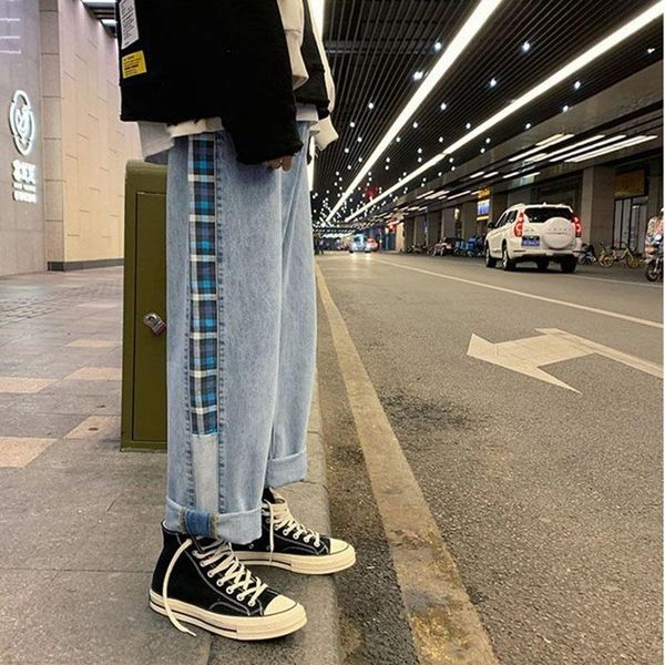 women's jeans casual patchwork plaid fashion high waist wide leg denim trousers y2k oversize pants streetwear plus size, Blue
women's jeans casual patchwork plaid fashion high waist wide leg denim trousers y2k oversize pants streetwear plus size, Blue