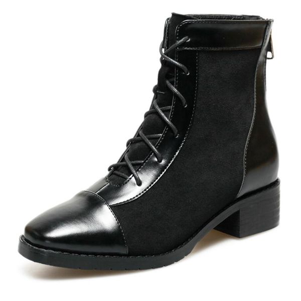 winter suede zipper middle heavy heel short boot women's locomotive tube boots tie up, Black
winter suede zipper middle heavy heel short boot women's locomotive tube boots tie up, Black