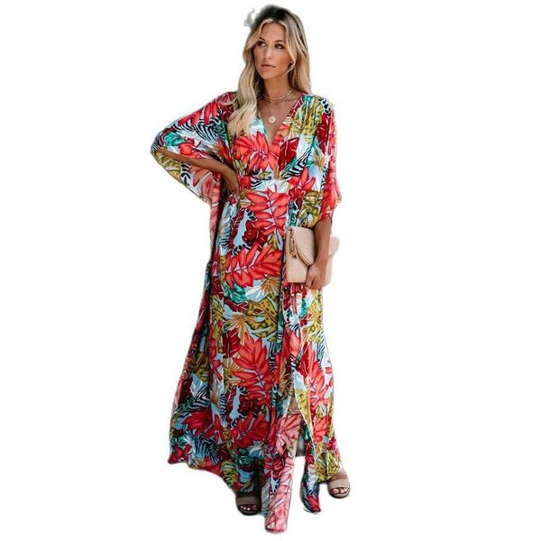 women's swimwear 2021 bohemian printed kaftan women beachwear tunic beach cover up swimsuit bikini cover-ups pareo sarong, White;black
women's swimwear 2021 bohemian printed kaftan women beachwear tunic beach cover up swimsuit bikini cover-ups pareo sarong, White;black