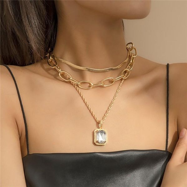 pendant necklaces fashion big clear crystal necklace multilayer punk chunky hollow o link snake chain choker women party jewelry gift, Silver
pendant necklaces fashion big clear crystal necklace multilayer punk chunky hollow o link snake chain choker women party jewelry gift, Silver