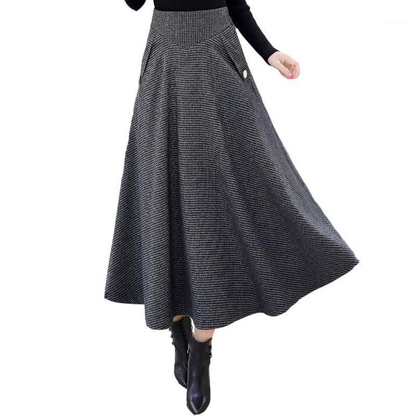 women skirts winter 2021 fashion warm office wool pleated maxi skirt femme saia long high waist retro plaid woolen 818i, Black
women skirts winter 2021 fashion warm office wool pleated maxi skirt femme saia long high waist retro plaid woolen 818i, Black